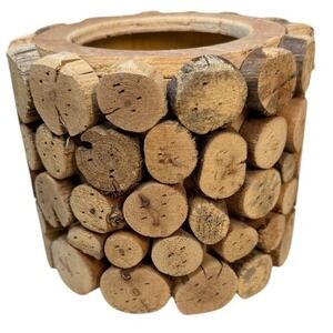 Unbranded Large Brown / Tan Trunk Style Wood‎ 3 Wick Candle plant (Holder Only)